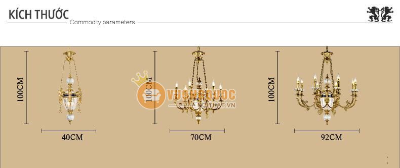 Đèn chùm đồng nhập khẩu đẹp abr149-7